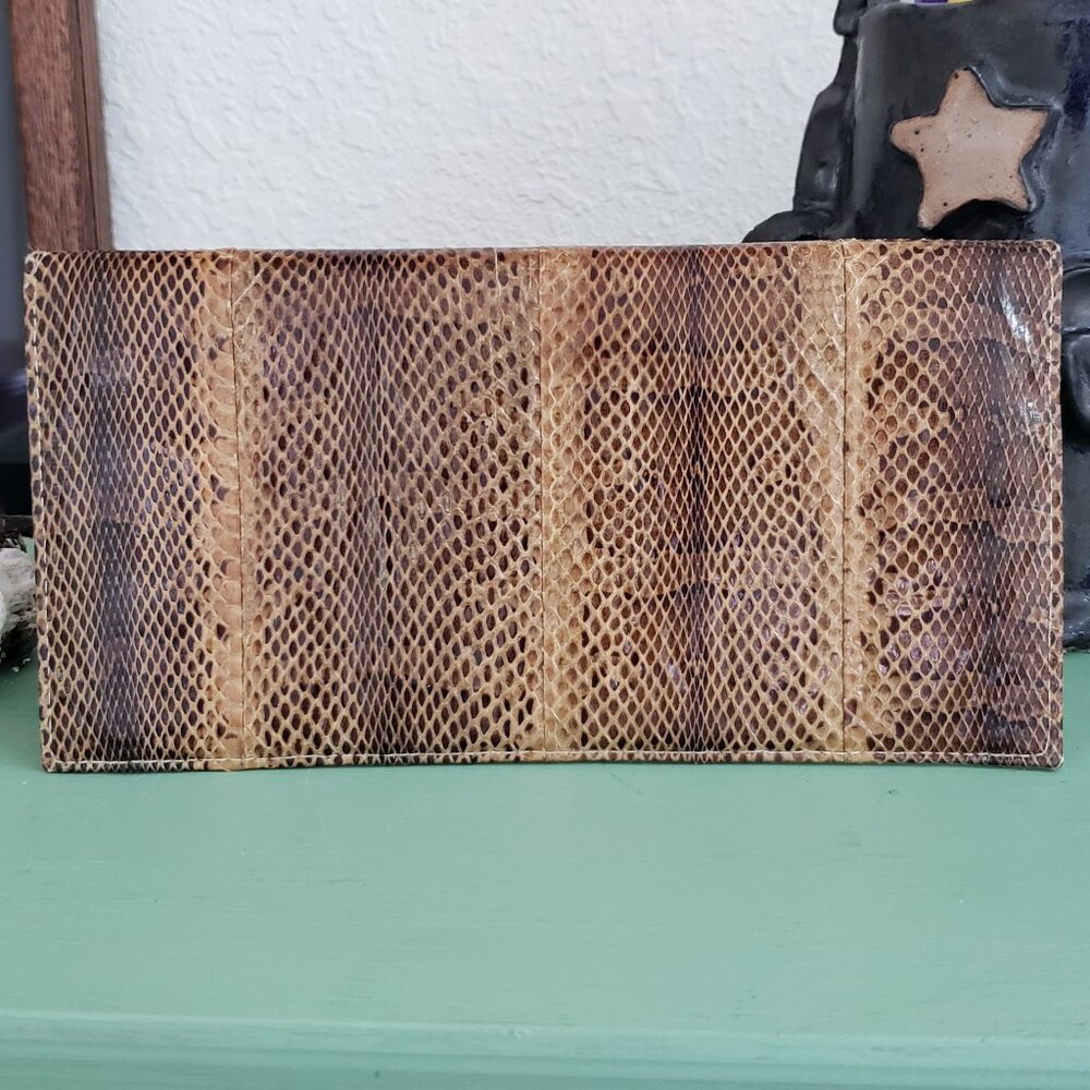 Vintage bifold checkbook lightweight Genuine Snakeskin wallet